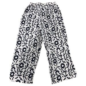 Christian Siriano Women’s Linen Blend Cropped Ankle Pants Size Large Black Tan